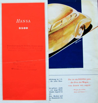 Borgward Hansa 3500 Modelprogram 1938 Carbrochure (6934)